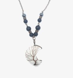 EMF 5G Shielding Necklace Crescent Moon Clear Quartz Shungite Hematite Black Tourmaline