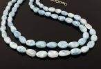 Larimar Necklace - Double Strand Necklace; Gemstone Necklace; Bohemian Jewelry; Sterling Silver Genuine Larimar Necklace - Healing Crystal
