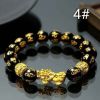 Pi Xiu Bracelets Feng Shui Black Obsidian Fortune Bracelet Beads Women Men Girls Boys Unisex Adjustable Elasticity 10mm