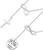Stainless Cross Necklace Infinity Necklace Religious Necklace Inspirational Gift Chain Necklace for Women Men