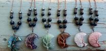 EMF 5G Shielding Neckalcce Crescent Moon Tigers Eye Shungite Hematite Black Tourmaline