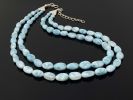 Larimar Necklace - Double Strand Necklace; Gemstone Necklace; Bohemian Jewelry; Sterling Silver Genuine Larimar Necklace - Healing Crystal