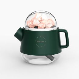 Rechargeable Battery Wireless Aroma Diffuser Salt Lamp Crystal Stone Magic Teapot Himalayan Salt Humidifier (Color: Green)