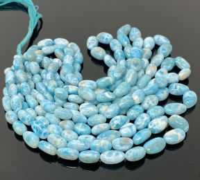 Larimar Beads; Gemstone Beads; Genuine Dominican Republic Larimar Beads - AAA+ Quality; Jewelry Supplies; Healing Crystal; 10x7mm- 18x11mm (Strand Length: A) 8â€ Strand)